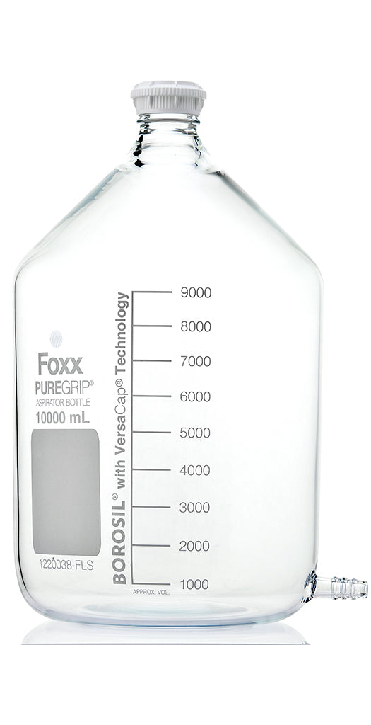 PUREGRIP Borosilicate Glass Aspirator Bottles, GL45 Cap