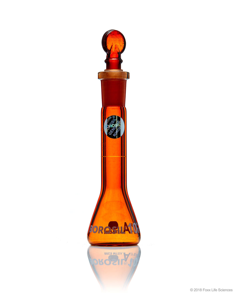 Borosil Wide-Neck Volumetric Flask with Glass Stopper, Class A - LabShopNow.com
