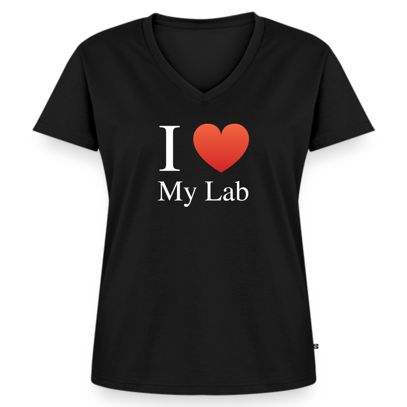 "I Love My Lab" - Women's Premium Organic V-Neck T-shirt - black