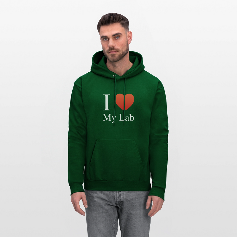 "I Love My Lab" - Men's Hoodie - forest green