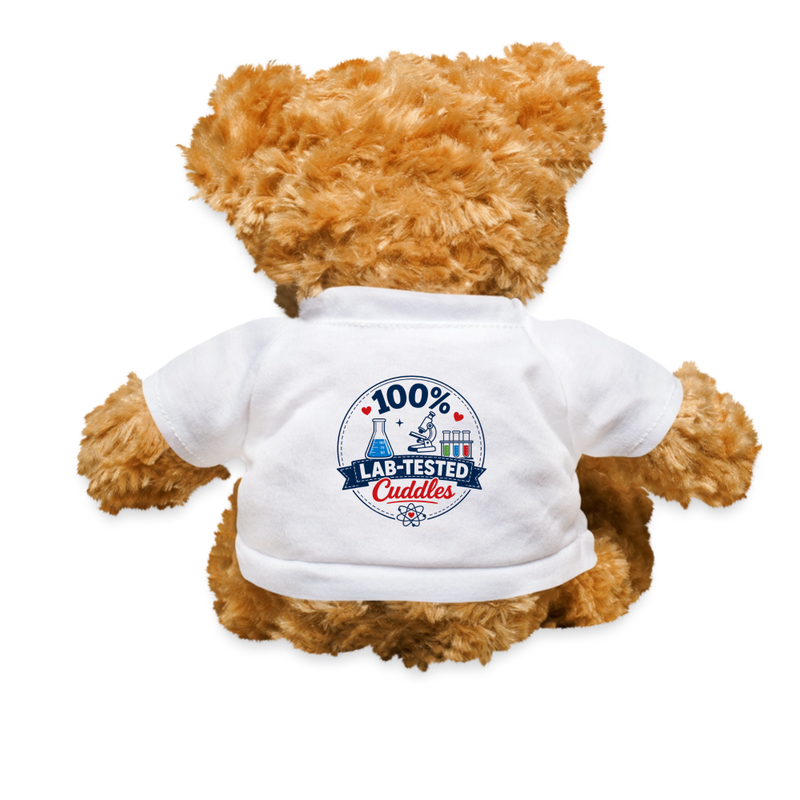 Cuddles Teddy Bear – "100% Lab-Tested Cuddles" Science Gift Teddy - white
