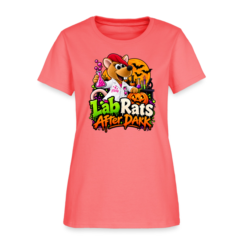 Flirty Lab Rats after Dark - Halloween Women's T-Shirt - coral
