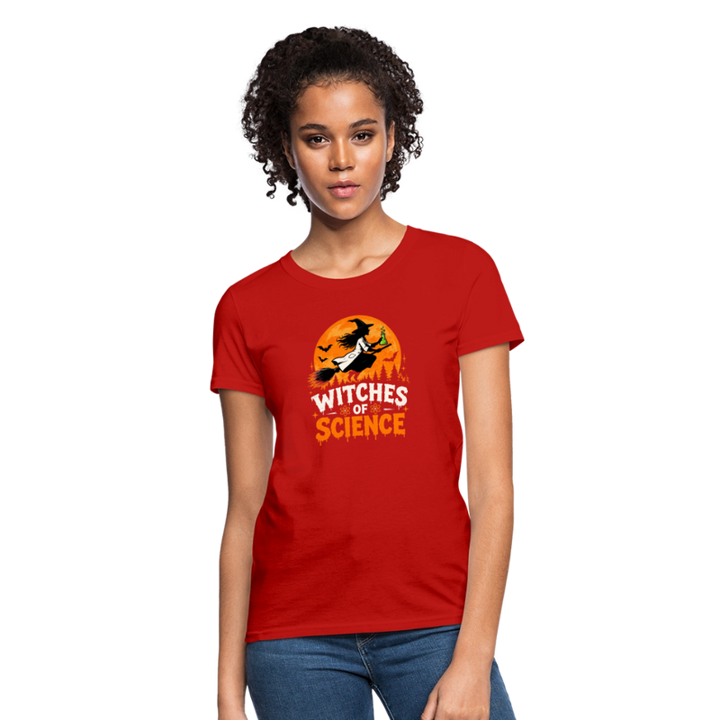 Witches of Science Halloween Women's T-Shirt - red