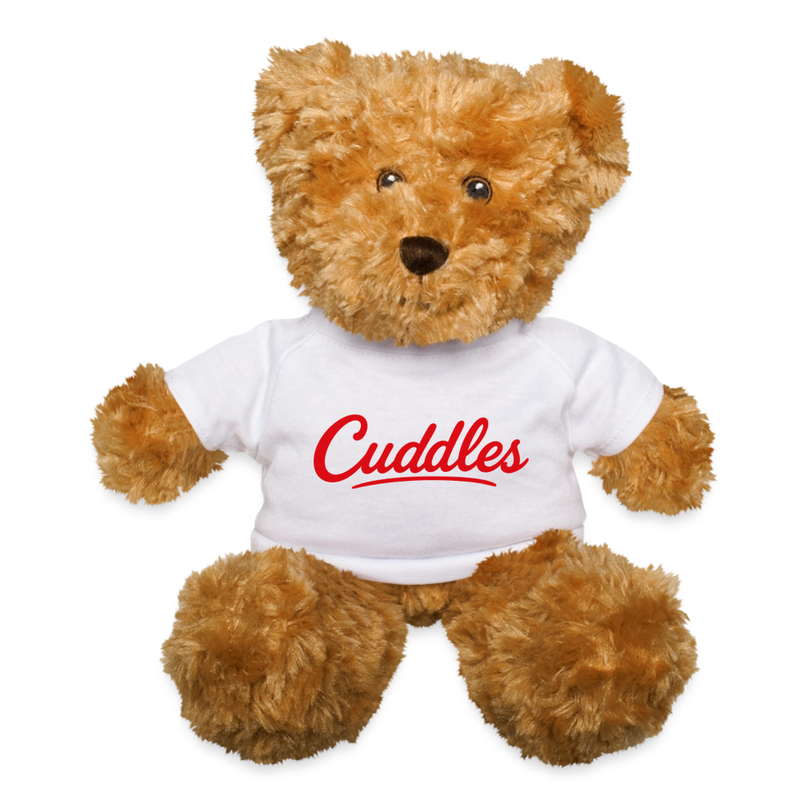 Cuddles Teddy Bear – "100% Lab-Tested Cuddles" Science Gift Teddy - white