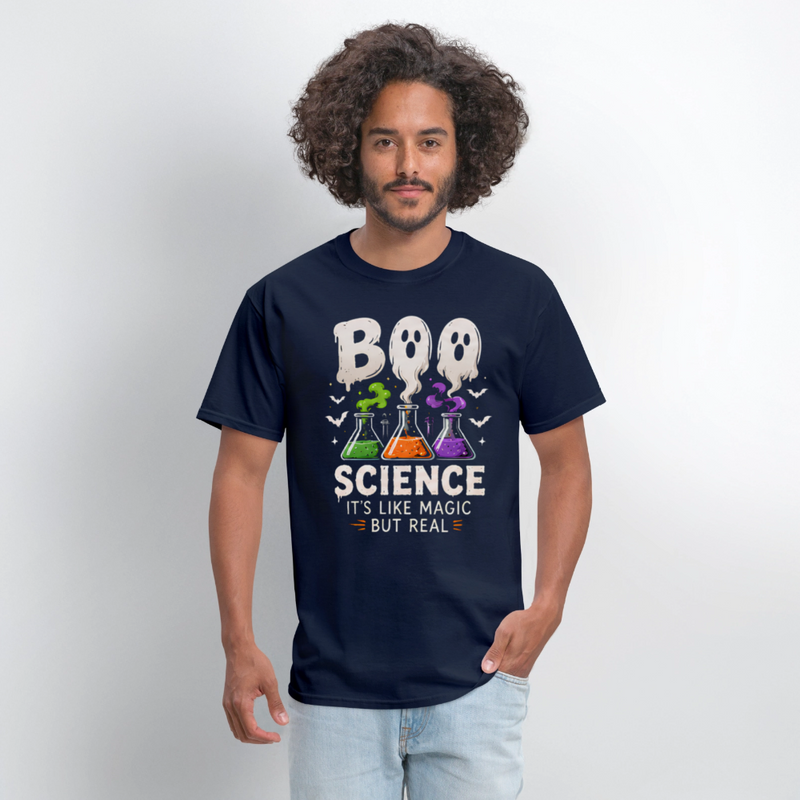 BOO SCIENCE HALLOWEEN Men's T-Shirt - navy