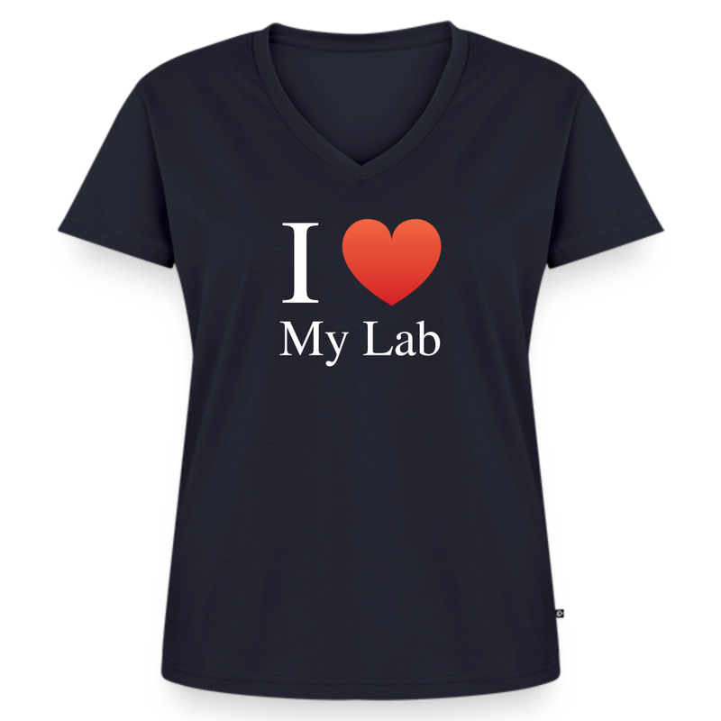 "I Love My Lab" - Women's Premium Organic V-Neck T-shirt - navy