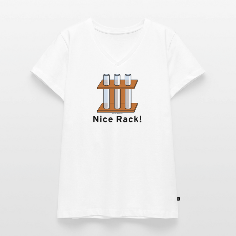 "Nice Rack" - Women's Premium Organic V-Neck T-shirt - white