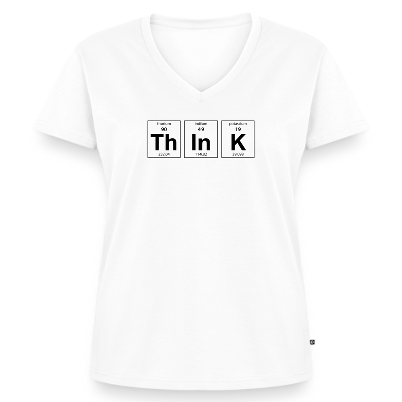 "Think" - Women's Premium Organic V-Neck T-shirt - white
