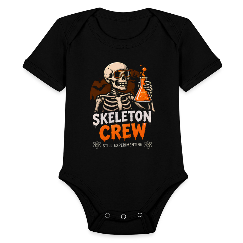 Skeleton Crew Halloween Organic Short Sleeve Baby Bodysuit - black