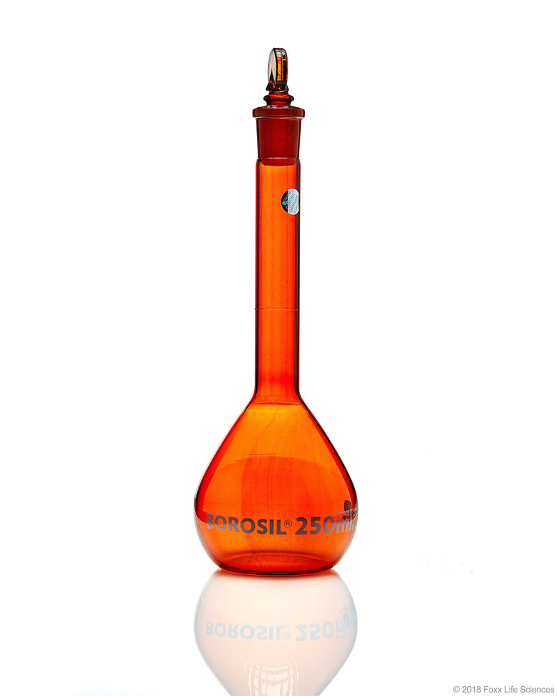 Borosil Wide-Neck Volumetric Flask with Glass Stopper, Class A - LabShopNow.com