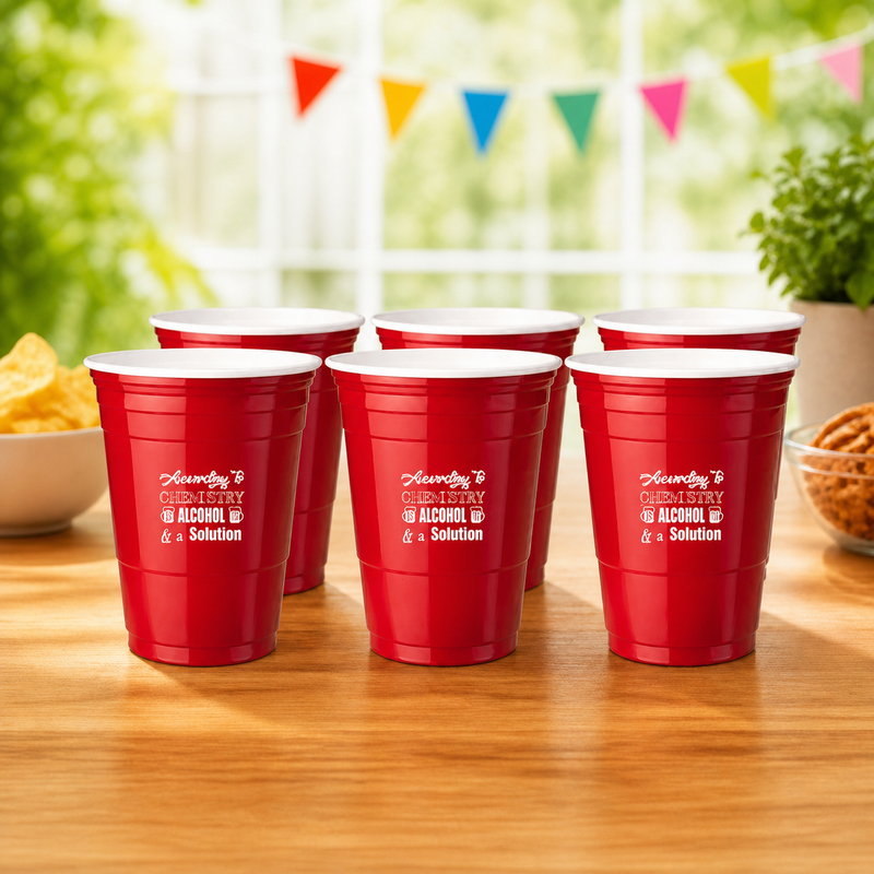 "According To Chemistry Alcohol Is A Solution" - Red Stadium Cup 6 Pack