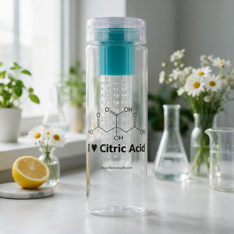 "I ♥ Citric Acid" - 25oz Fruit Infuser Water Bottle (teal)