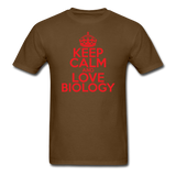 "Keep Calm and Love Biology" (red) - Men's T-Shirt brown / S - LabRatGifts - 9
