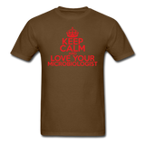 "Keep Calm and Love Your Microbiologist" (red) - Men's T-Shirt brown / S - LabRatGifts - 9