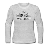 "In Science We Trust" (black) - Women's Long Sleeve T-Shirt gray / S - LabRatGifts - 2