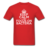 "Keep Calm and Focus On Bacteria" (white) - Men's T-Shirt red / S - LabRatGifts - 1
