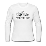 "In Science We Trust" (black) - Women's Long Sleeve T-Shirt white / S - LabRatGifts - 1