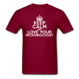 "Keep Calm and Love Your Microbiologist" (white) - Men's T-Shirt burgundy / S - LabRatGifts - 6