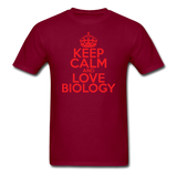 "Keep Calm and Love Biology" (red) - Men's T-Shirt burgundy / S - LabRatGifts - 10