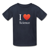 "I ♥ Science" (white) - Kids' T-Shirt navy / XS - LabRatGifts - 2