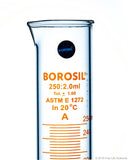 Graduated Measuring Cylinder Hexagonal Base - 250 mL Borosilicate - CS/5