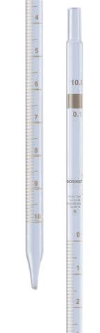 Borosil® Pipettes, Measuring (Mohr), Class A, 1.0mL x 0.10mL, Individual Cert, CS/10