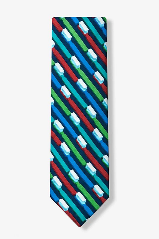 Close-up of a stylish science-themed tie with molecule patterns.