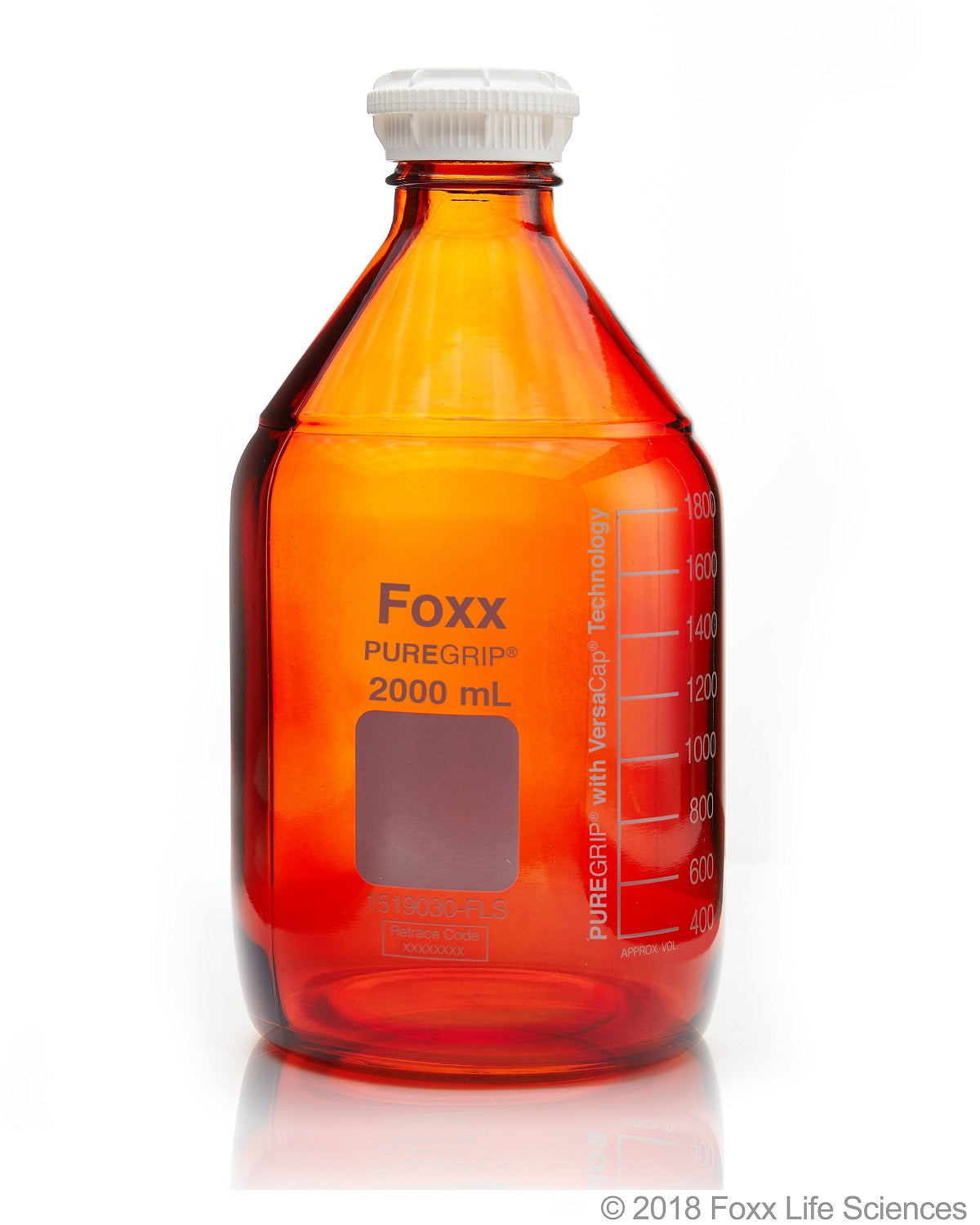 2L Amber Glass Media Bottle, GL45 Cap, 10/CS | 1519030-FLS