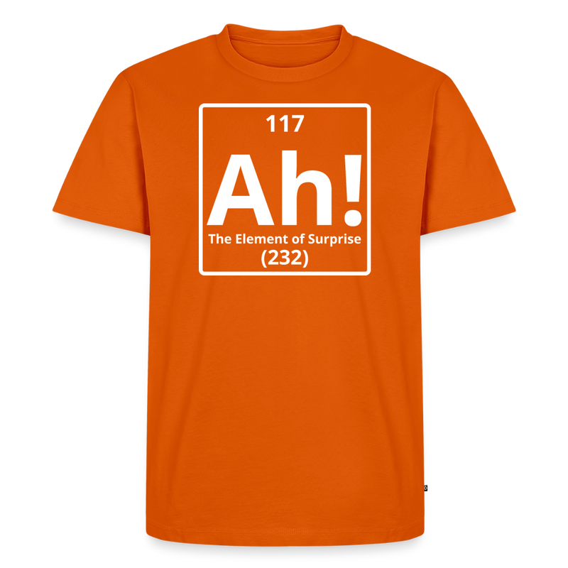 "Ah! The Element of Surprise" Science T-Shirt – Funny Chemistry Shirt Inspired by Project Hail Mary - Men's Premium T-Shirt - orange 