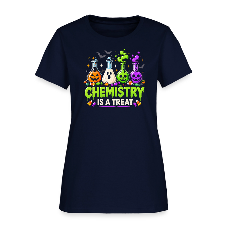 Chemistry is a Treat Halloween Women's T-Shirt - navy