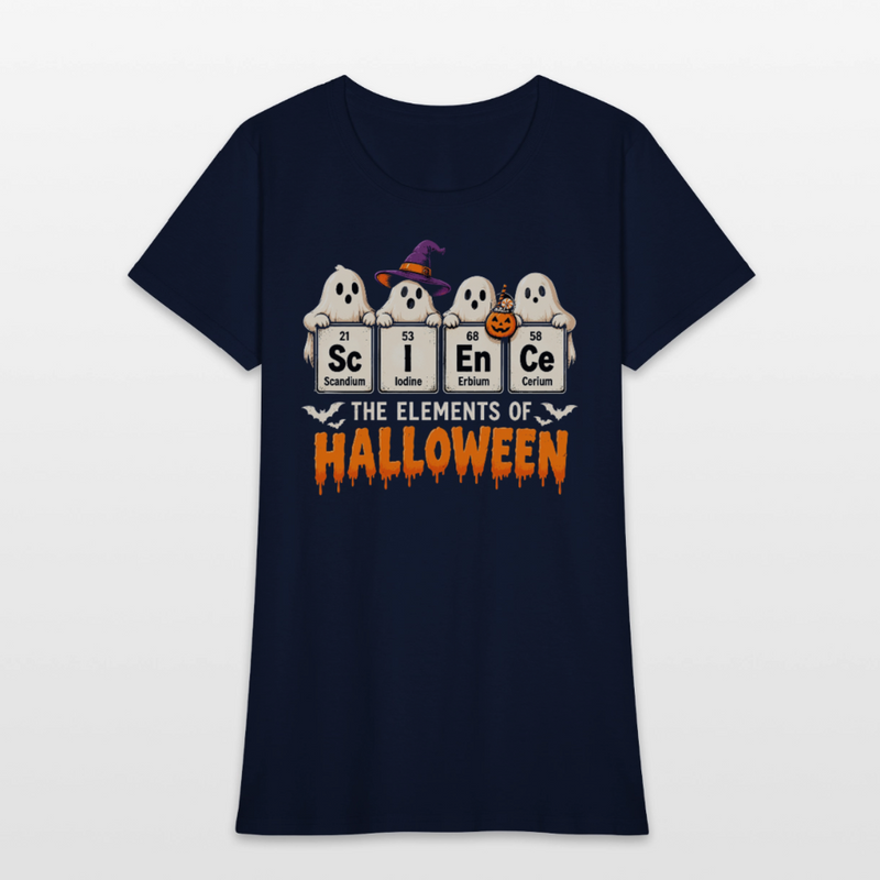 Elements of Science Halloween Women's T-Shirt - navy