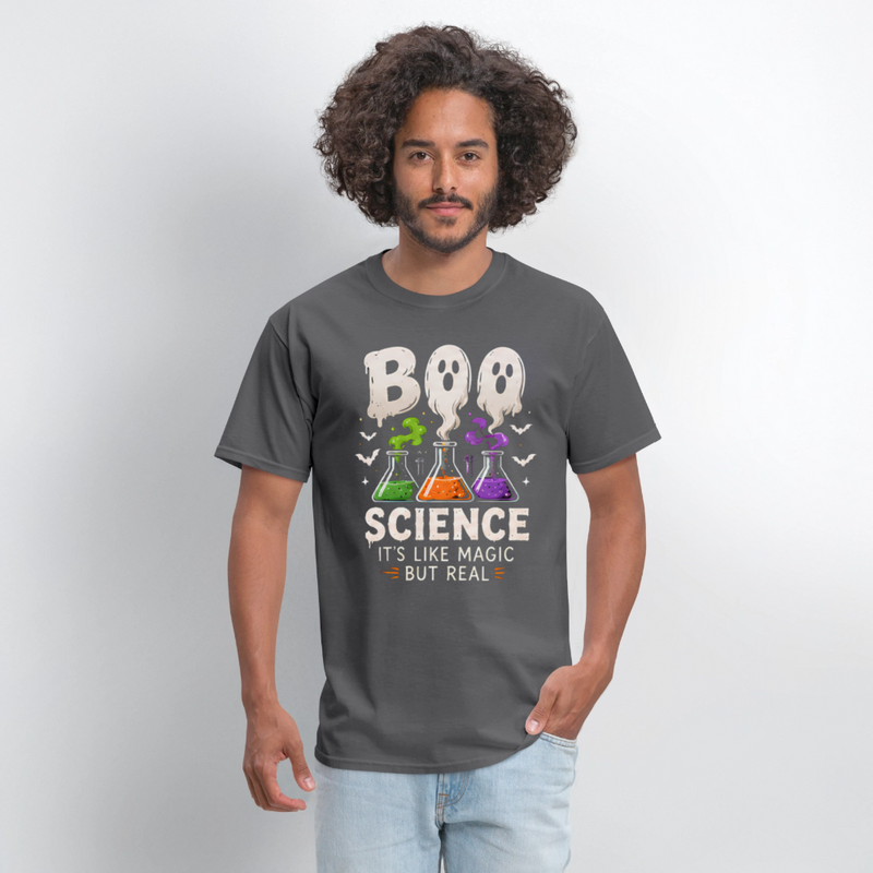 BOO SCIENCE HALLOWEEN Men's T-Shirt - charcoal
