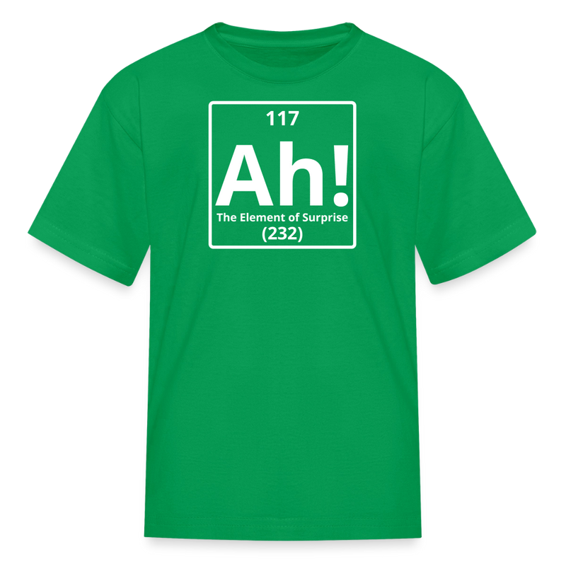"Ah! The Element of Surprise" Kids Science T-Shirt – Funny Chemistry Tee Inspired by Project Hail Mary - kelly green