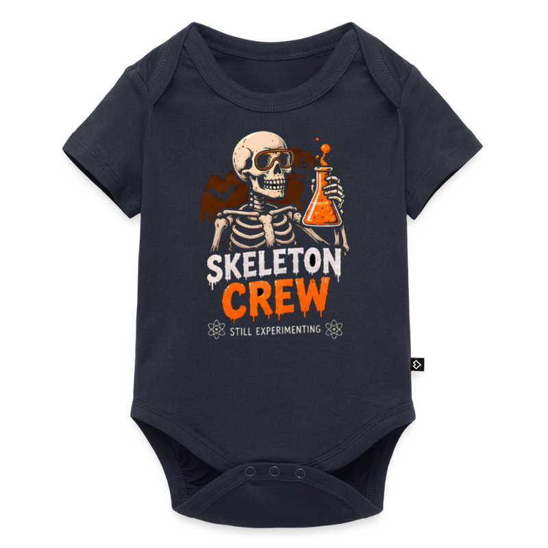 Skeleton Crew Halloween Organic Short Sleeve Baby Bodysuit - navy