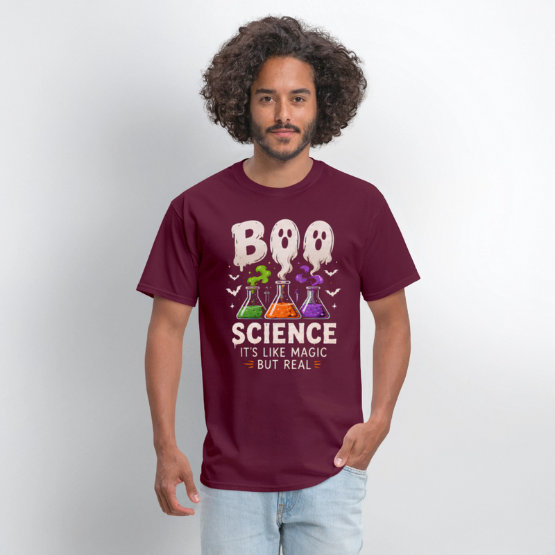 BOO SCIENCE HALLOWEEN Men's T-Shirt - burgundy