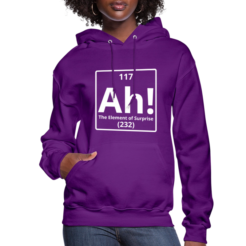 "Ah! The Element of Surprise" Science T-Shirt – Funny Chemistry Shirt - Women's Hoodie - purple