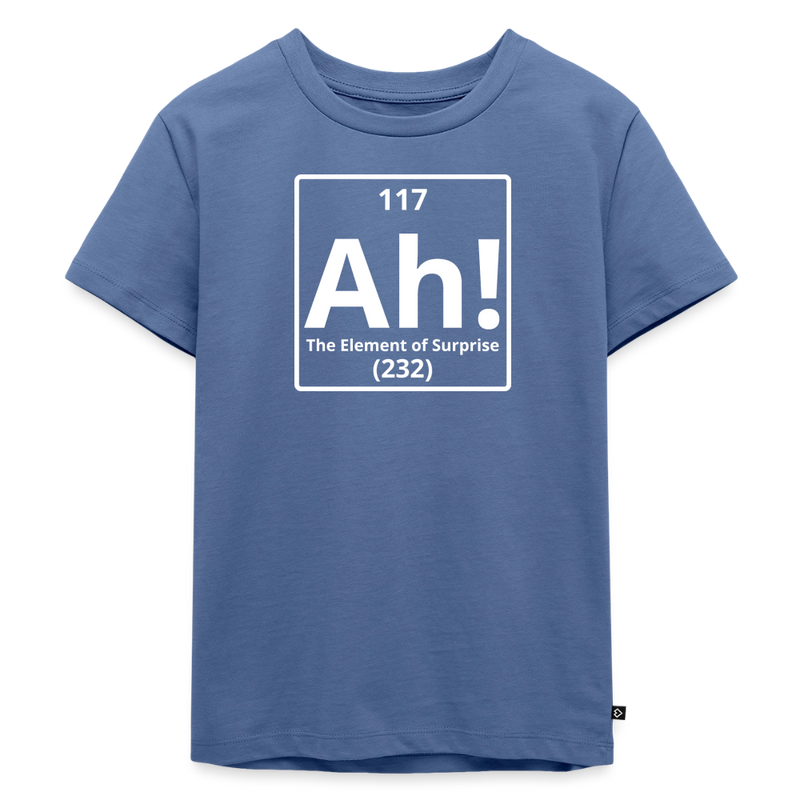 "Ah! The Element of Surprise" Toddler T-Shirt – Funny Science Tee for Little STEM Explorers - stone blue 