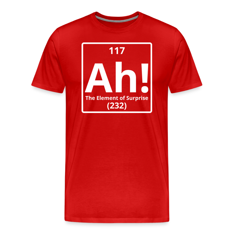 "Ah! The Element of Surprise" Science T-Shirt – Funny Chemistry Shirt Inspired by Project Hail Mary - Men's Premium T-Shirt - red