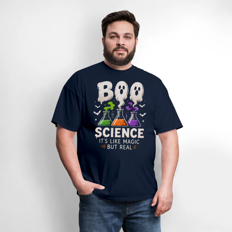 BOO SCIENCE HALLOWEEN Men's T-Shirt - navy