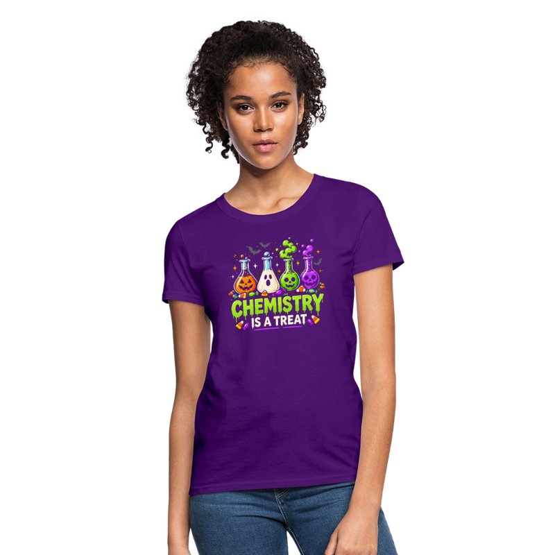 Chemistry is a Treat Halloween Women's T-Shirt - purple
