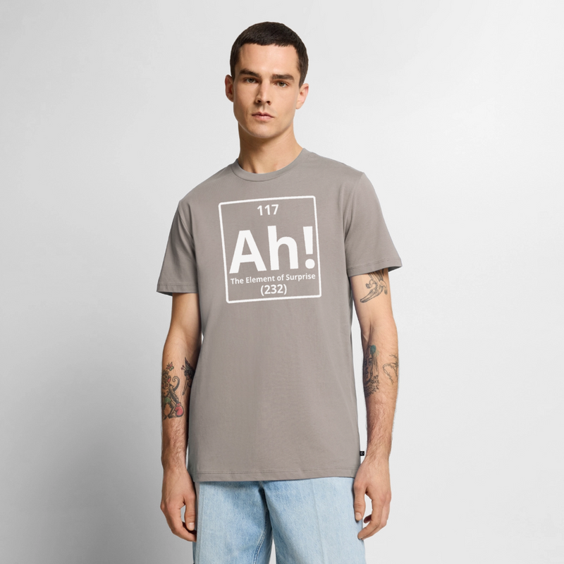 "Ah! The Element of Surprise" Science T-Shirt – Funny Chemistry Shirt Inspired by Project Hail Mary - Men's Premium T-Shirt - taupe