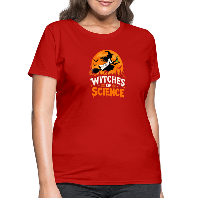 Witches of Science Halloween Women's T-Shirt - red