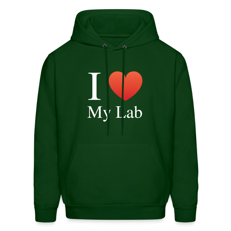 "I Love My Lab" - Men's Hoodie - forest green