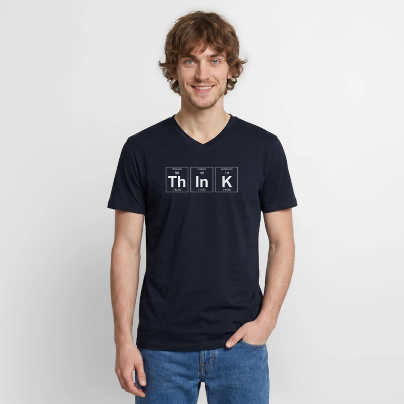 "Think" - Men's V-Neck T-Shirt - navy