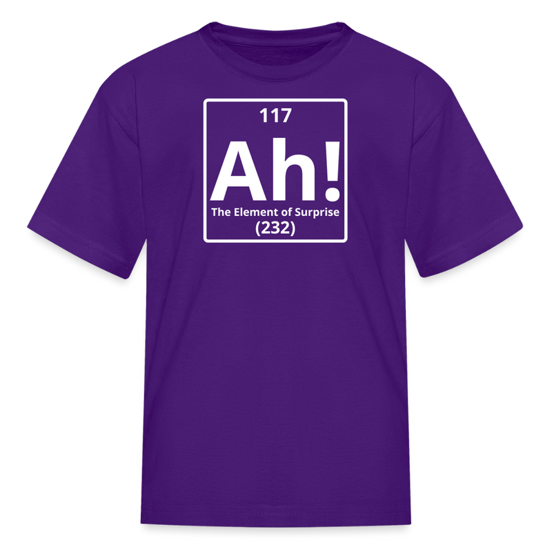 "Ah! The Element of Surprise" Kids Science T-Shirt – Funny Chemistry Tee Inspired by Project Hail Mary - purple