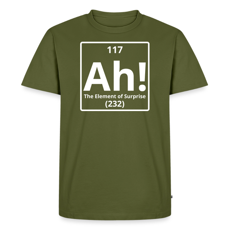 "Ah! The Element of Surprise" Science T-Shirt – Funny Chemistry Shirt Inspired by Project Hail Mary - Men's Premium T-Shirt - khaki green 