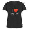 "I Love My Lab" - Women's Premium Organic V-Neck T-shirt - heather anthracite