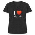 "I Love My Lab" - Women's Premium Organic V-Neck T-shirt - heather anthracite