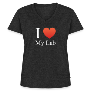 "I Love My Lab" - Women's Premium Organic V-Neck T-shirt - heather anthracite