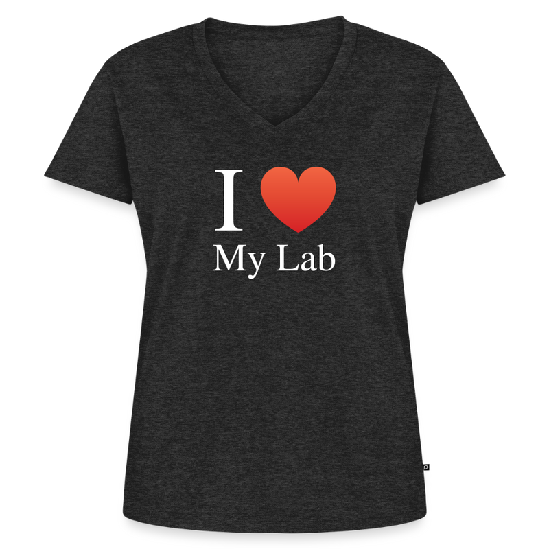 "I Love My Lab" - Women's Premium Organic V-Neck T-shirt - heather anthracite